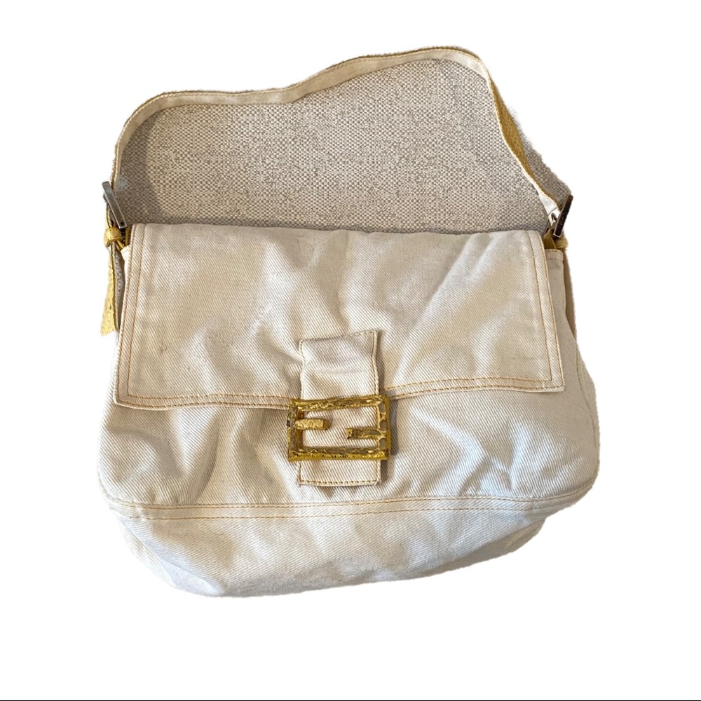 vintage Fendi white denim baguette bag snake - Picture 4 of 7